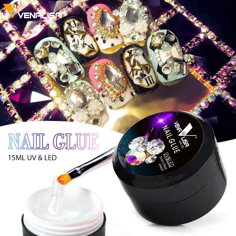 

2019 Newest Nail Glue Viscosity Gel Nail Art Design DIY Soak off UV Glue for LED Rhinestone Decoration Crystal Stick Diamond
