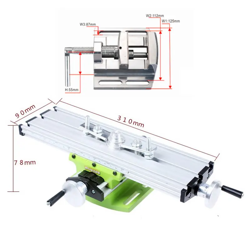 

Precision multifunction Milling Machine Bench drill Vise worktable X Y-axis adjustment Coordinate table+2.5" Parallel-jaw vice