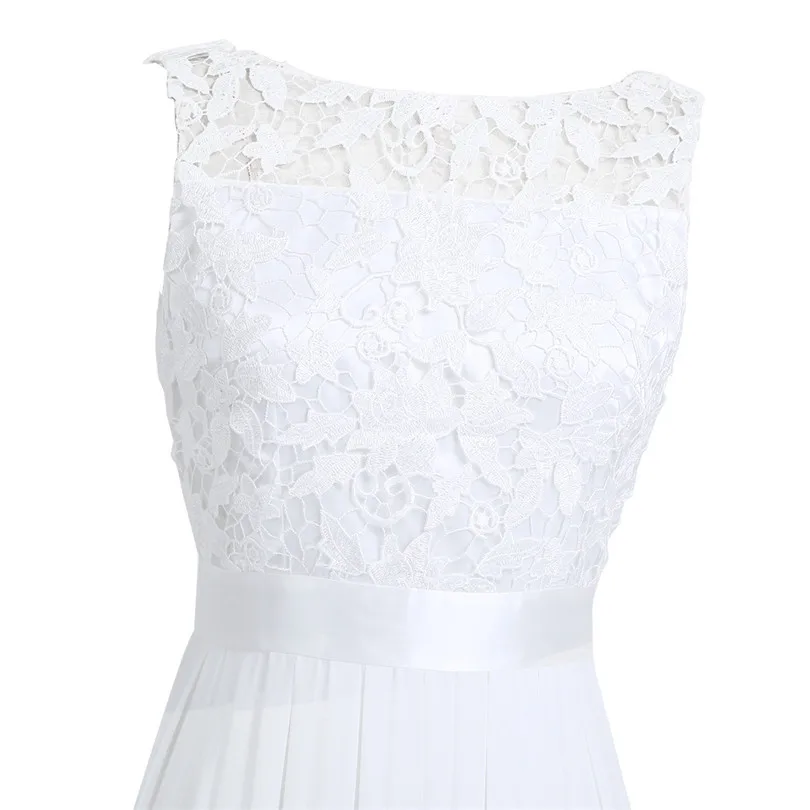 TiaoBug Womens Elegant Flower Floral Printed Sleeveless Bridesmaid Formal Prom Princess Wedding Party White Lace Dress Bridesmaid Dresses