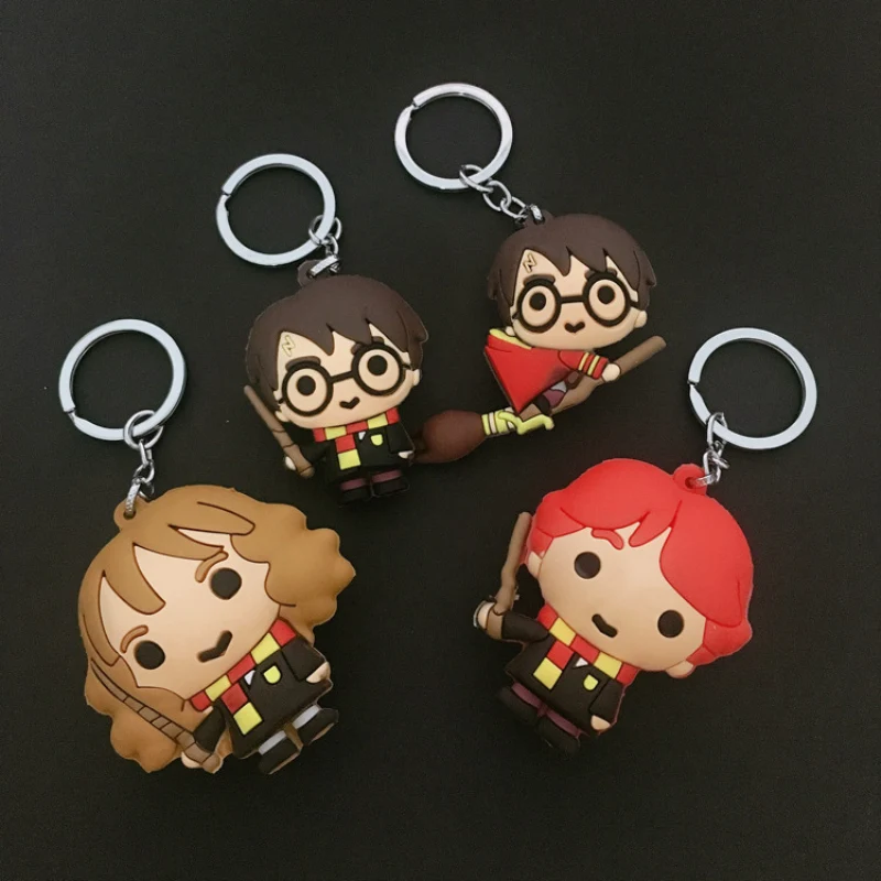 

Classical Harri Potter 3D Keyring Soft PVC Hermione Dumbledore Ron Dobby Action Figure Keychain Decor Pendant Toys for Children