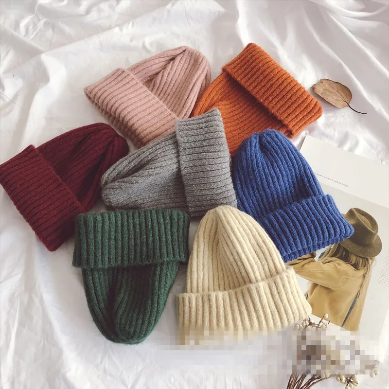 

2018 fashion girls boys knitted caps winter autumn kids hat