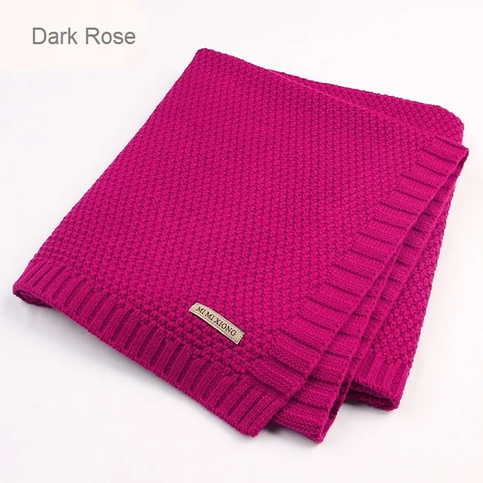 Детское одеяло, вязаное шерстяное одеяло для новорожденных, супер мягкое одеяло для младенцев, пеленание для детей, постельные принадлежности для малышей - Цвет: Dark Rose