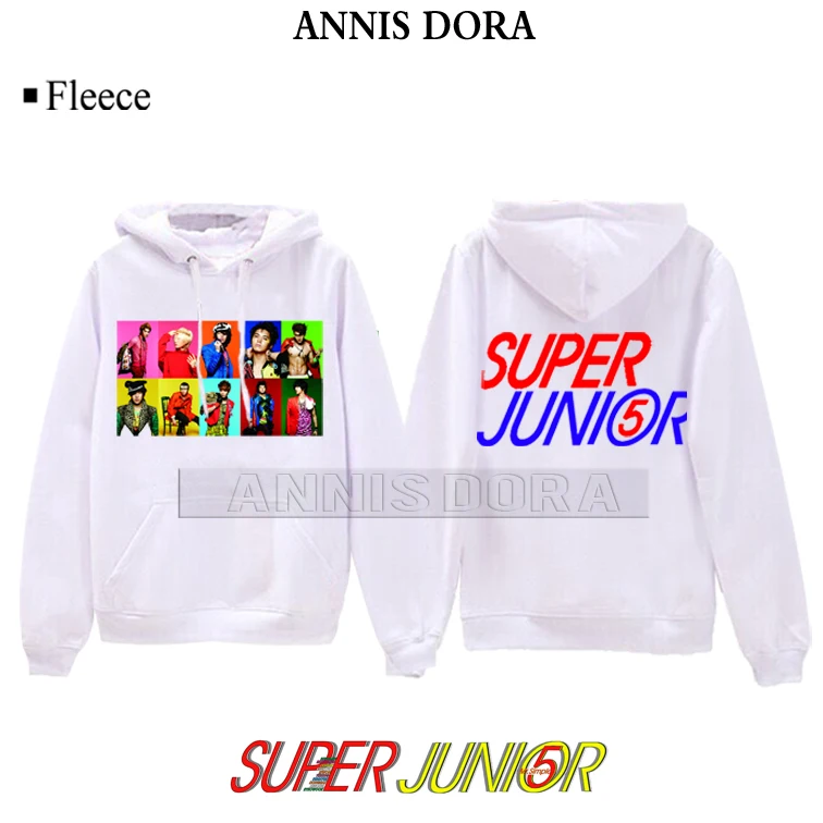 Super Junior SJ heechul Donghae Eunhyuk kyuhyun leeteuk 5TH Logo Hoodie - Цвет: 5TH D