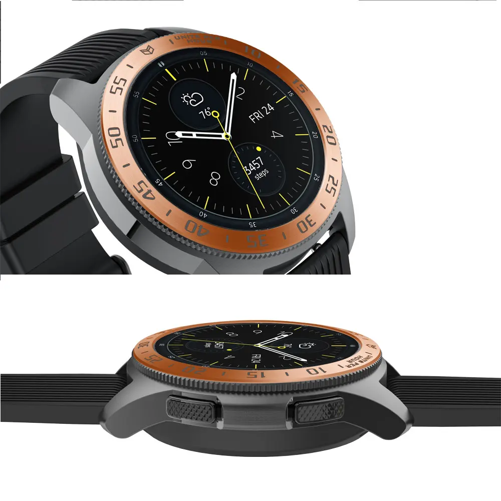 Полный Круглый чехол для samsung Galaxy Watch 46 мм, драгоценный камень кольцо клеющаяся крышка против царапин металлический трекер умный Браслет