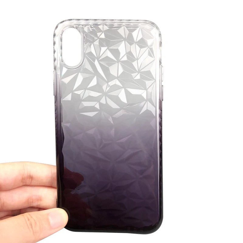 Мягкий градиентный чехол для iPhone X XS MAX с кристаллами внутри цветной s 6 S 7 8 Plus