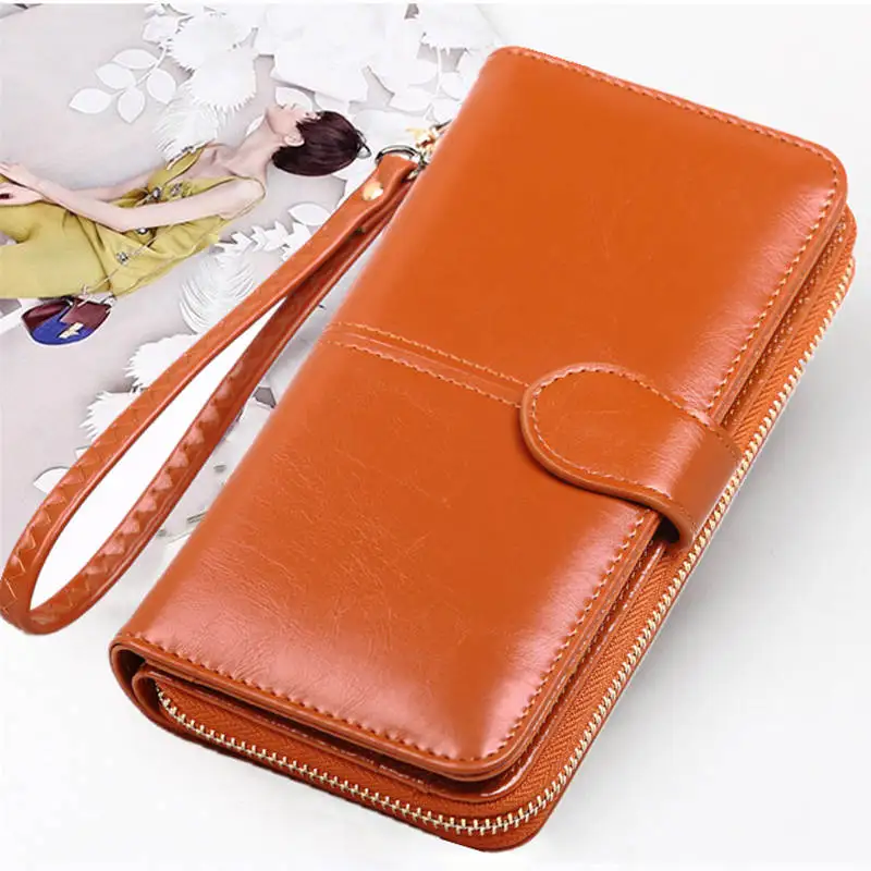

Women's Wallet Clutch Female Long Zipper Phone Case Multi-card Girls Leather Wristlet Multifunction Zipper Clutches