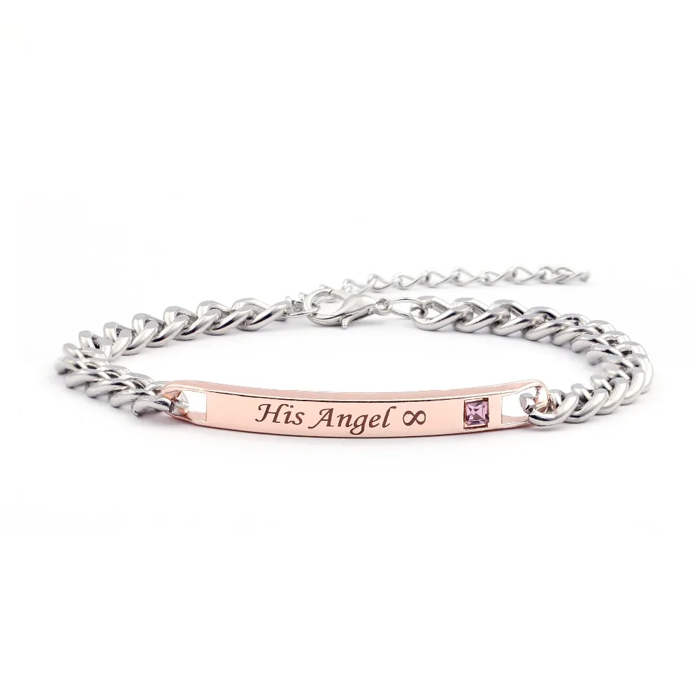 Браслет с надписью His Angel & Her Demon|bracelet stainless steel|bracelet steel menstainless men |