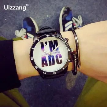 

Fashion Sport Punk I'm ADC LOL Game Rubber Silicone Analog Watch Wristwatches for Men Male Boy Students Japan Core