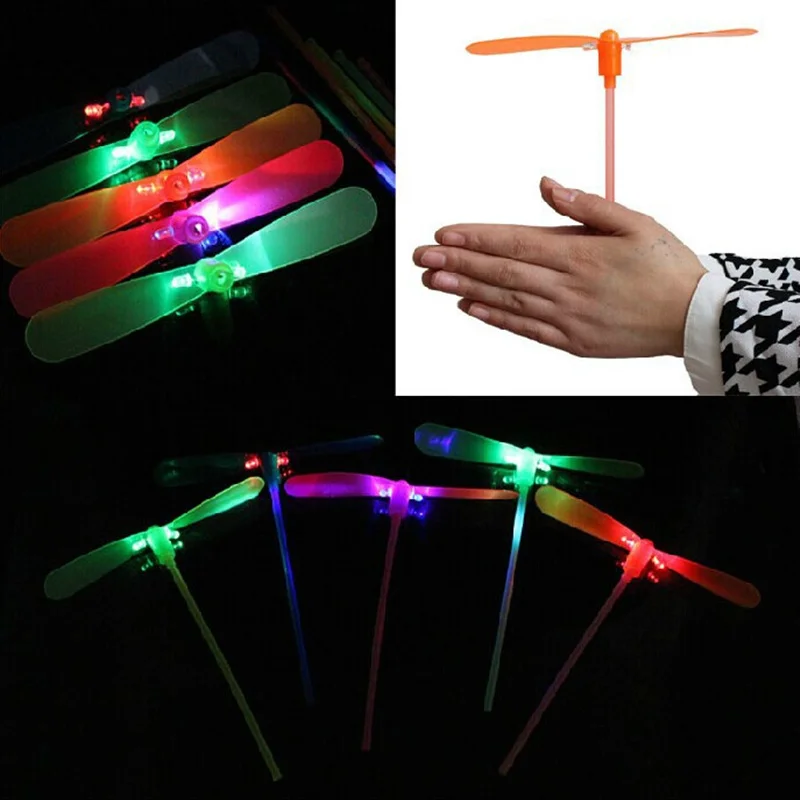 5pcs novel bamboo dragonfly night light will fly plastic glowing toys