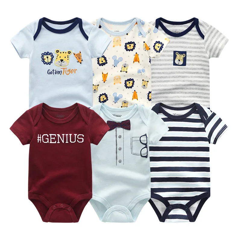 Одежда для новорожденных мальчиков 6 шт./лот комбинезон для малыша Девочки Лето короткий рукав сдельник для ребенка хлопок детская одежда roupas de bebe - Цвет: BDS6726-Baby Rompers