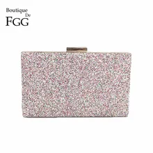 Бутик De FGG ослепительно розовый Мульти блеск для женщин вечерние клатчи сумочка Свадебная вечеринка ужин металлический дневной клатч сумочка