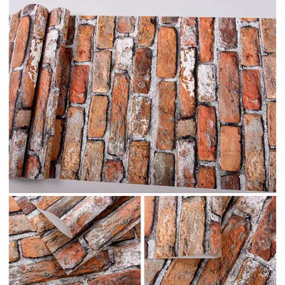 4 Vintage Marron Gris Pared De Ladrillo Papeles A Casa Decoracion