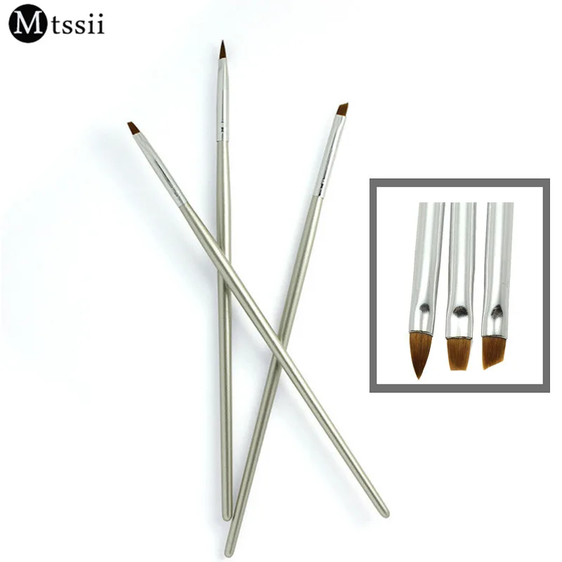 MTSSII Silvery Wood Handle Dizzy Dye Pen Brush Nail Art Gradient Angled