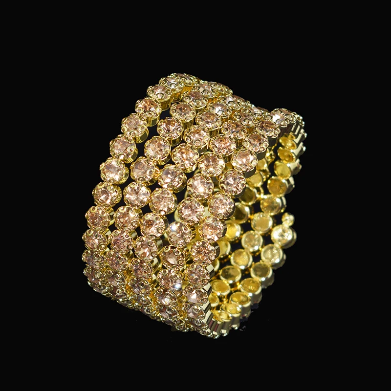 

New Arrival Woman Golden Crystal Bracelet Fashion Multi-layer Wide Bracelet Around Arm Bracelet Wedding Jewelry Gift