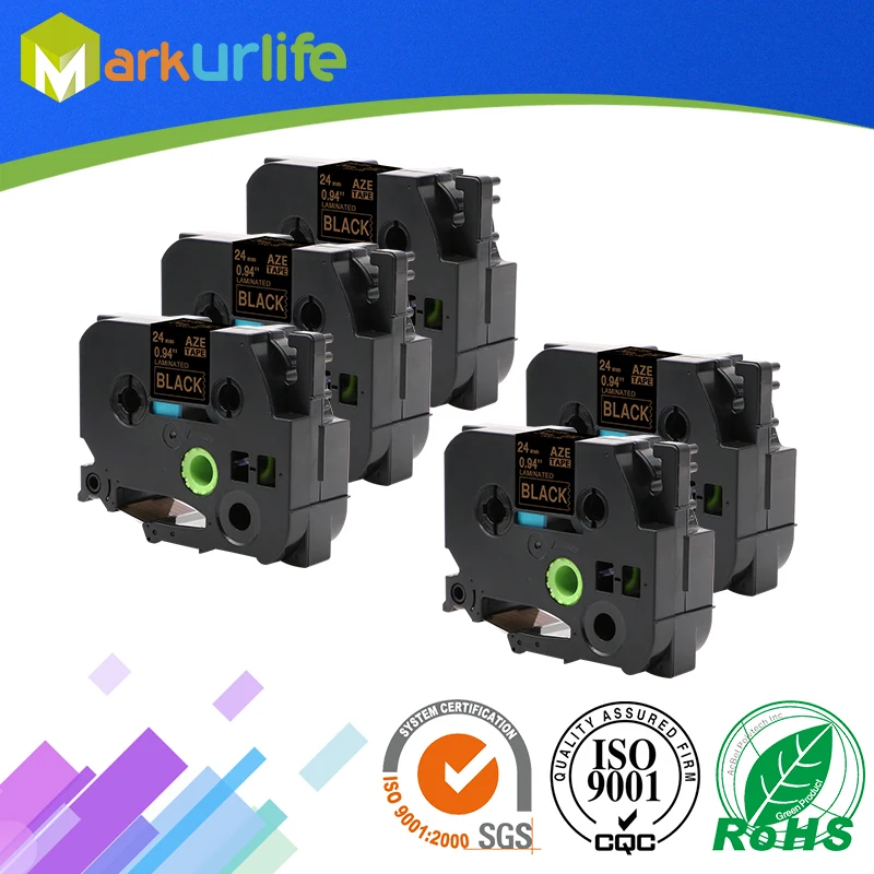 

5pcs Compatible For Gold on Black Label Tape Tz-354 TZ354 TZE 354 TZe354 TZE-354 for P-touch Brother Ribbon Cassette label maker