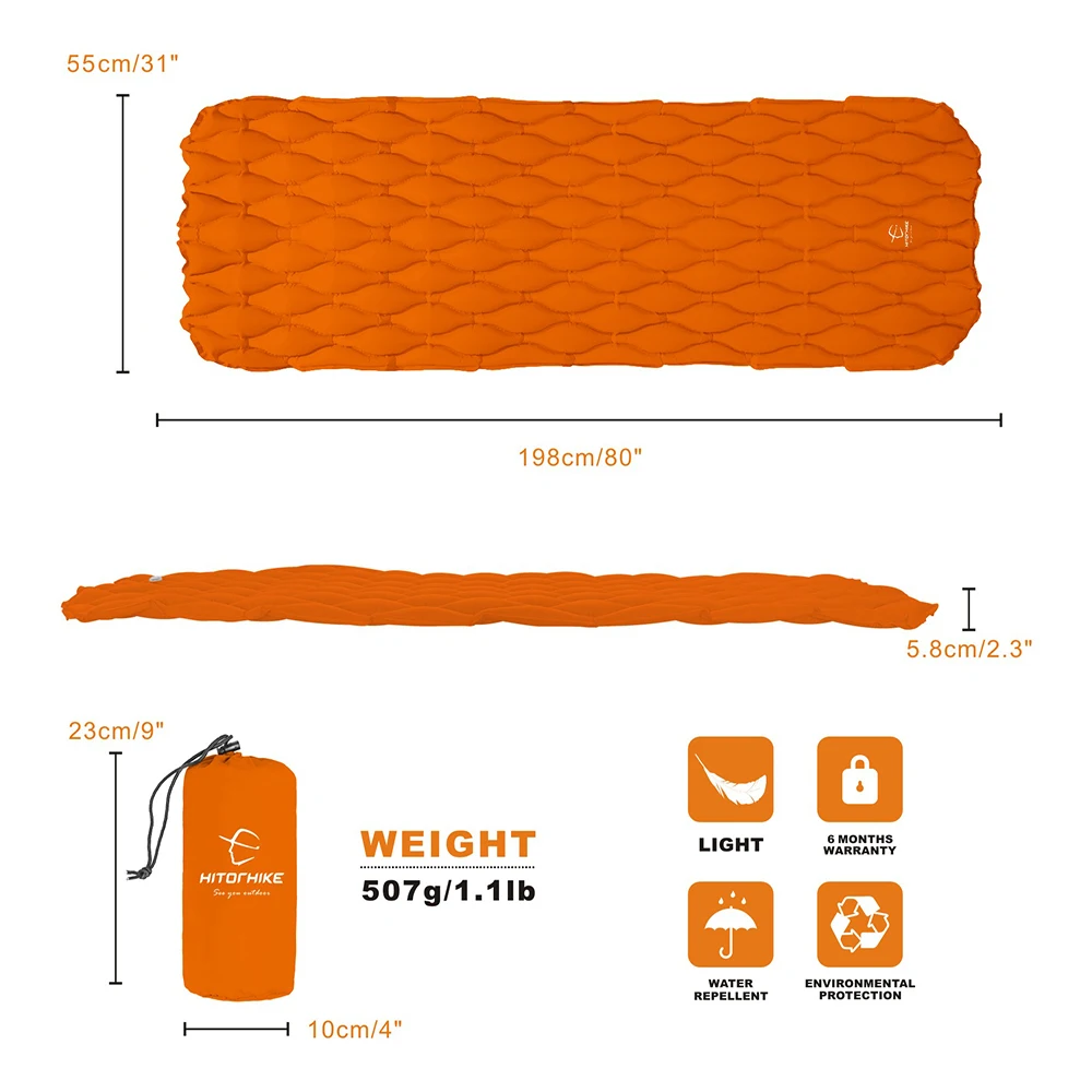 Hitorhike Сверхлегкий Надувной Спальный коврик спальный матрас коврик наружная подушка коврик для пляжа или палатки Пешие прогулки альпинизмом путешествия