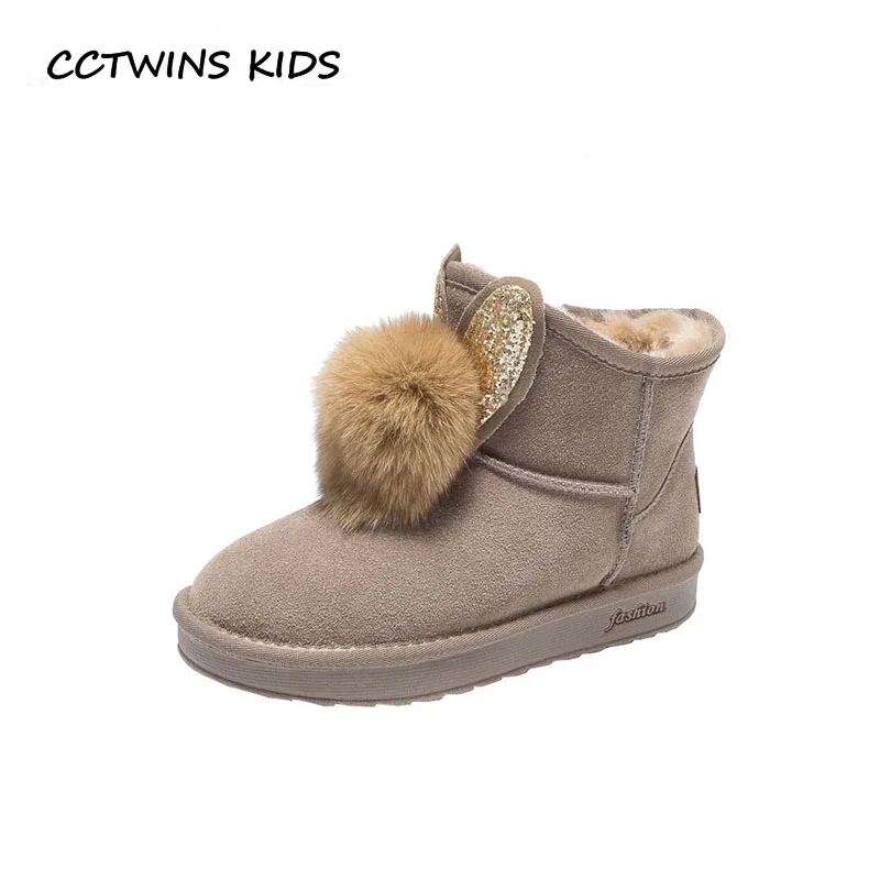 

CCTWINS KIDS 2018 Winter Baby Girl Fashion Bunny Warm Shoe Children Genuine Leather Snow Boot Toddler Brand Ankle Boot CS1548