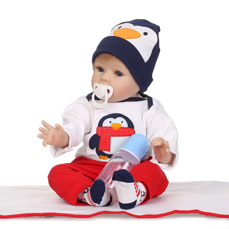 NPK 55 см Reborn куклы живые винилсиликоновых милый пингвин мальчик плавающие куклы ручной работы новорожденных Кукла-младенец Кукла для