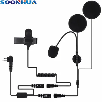 

SOONHUA Black Waterproof Motorcycle Helmet Dual Speakers Helmet Earpiece PTT Radio Walkie Talkie Headset For Motorola With Mic