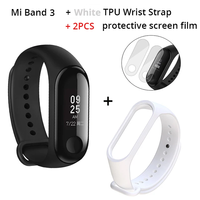 Xiaomi mi Band 3 mi band 3 мгновенное сообщение CallerID водонепроницаемый OLED сенсорный экран погоды mi Band 2 Up - Цвет: Add White Strap