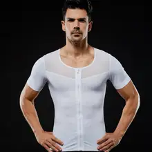 Мужской формирователь тела на молнии, дизайн талии, тренажер с короткими рукавами, футболка, корсет hombre, мужское Корректирующее белье в форме живота