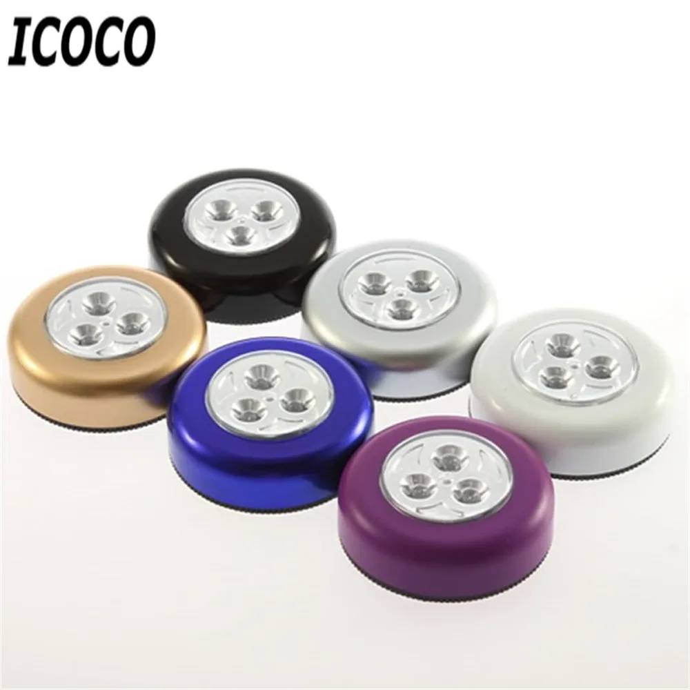 ICOCO 1 шт. 3 светодиодный сенсорный ночник аккумуляторная батарея с питанием от