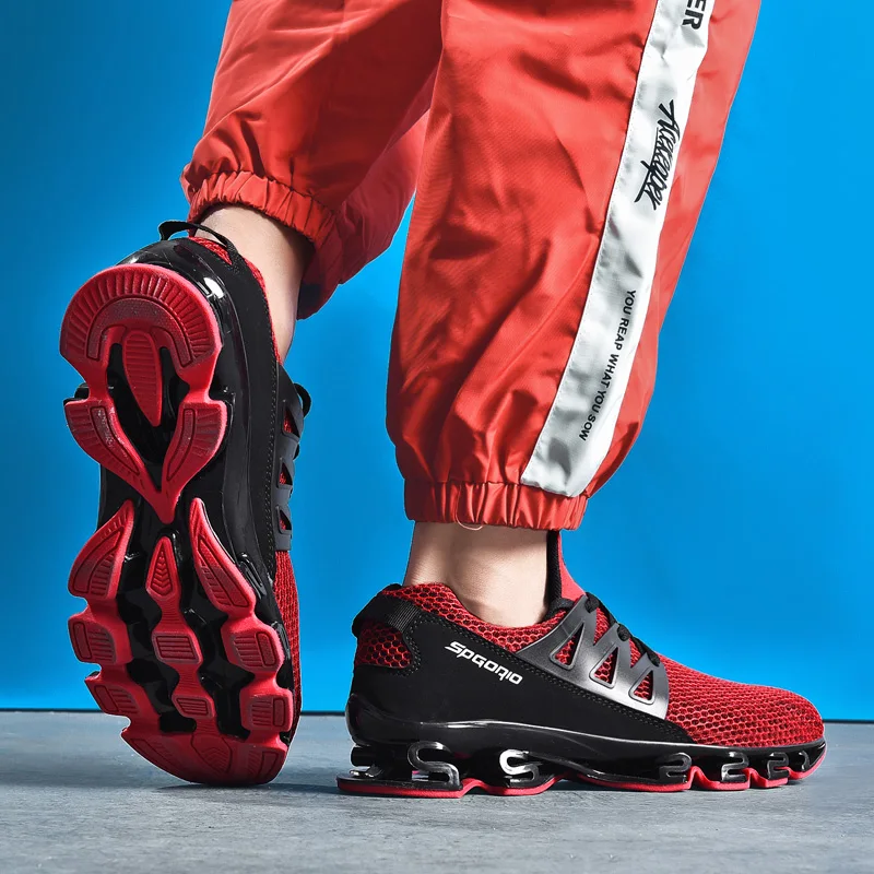 Мужская обувь для взрослых; цвет красный, черный, серый; Удобная нескользящая Мягкая сетчатая Мужская обувь; дышащие мужские кроссовки; обувь для бега; размеры 36-48