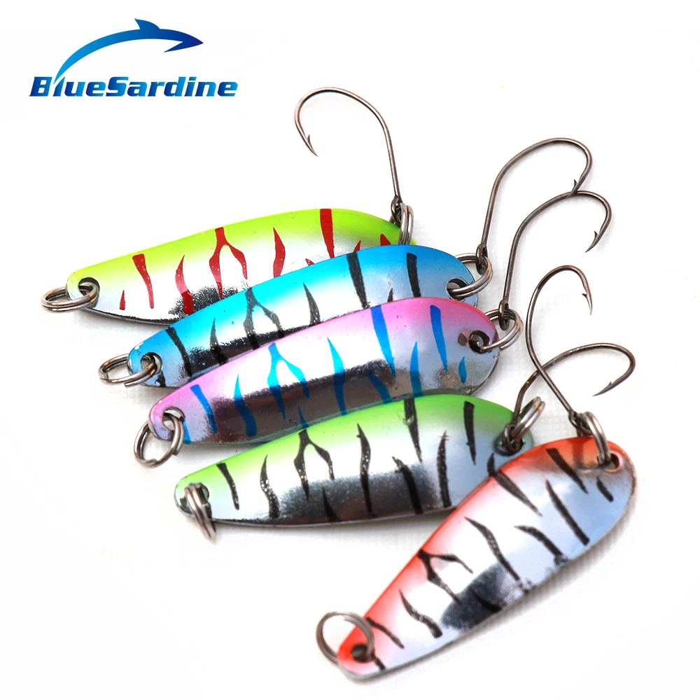 BlueSardine 5PCS Metal Spoon Lures Hard Baits Fishing Lures Pesca Fishing Tackle
