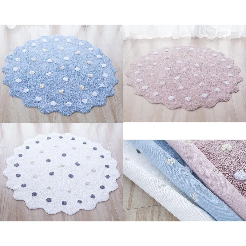 

Cute Nordic Style Diameter 120cm Round Cotton Play Mats Baby Crawling Blanket Carpet Kids Room Home Decoration Toys Photo Props