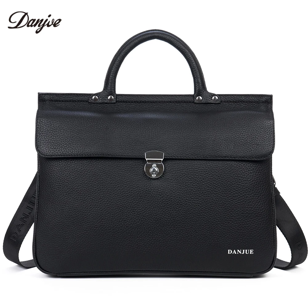 

DANJUE Genuine Leather Men's Briefcase Business Office Laptop Bag Lawyer High Quality Designer Handbag shoulder bags totes