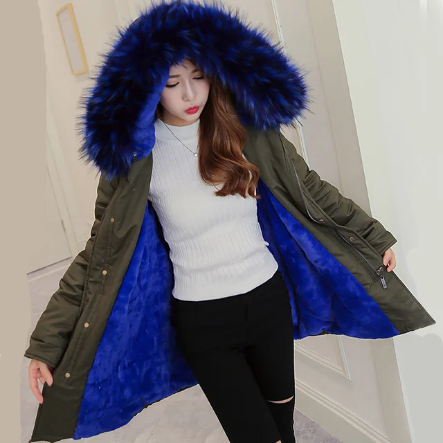 Cheap BringBring 2016 Winter Nature Fur Hooded Jacket Women Army Green Jackets and Coats Ladies 1727