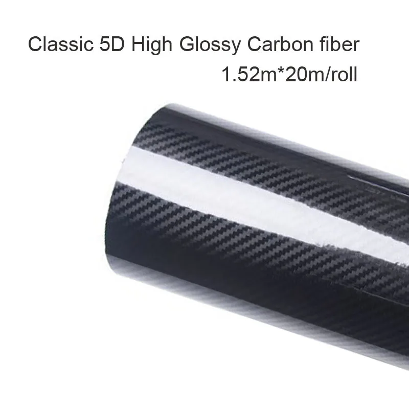 Carbon Fiber 5D 1.52x20M Glossy Carbon Fiber Vinyl Film Auto Wrapping Vinyl Wrap Foil Car Sticker Color Change 50x200cm diy car sticker 5d carbon high glossy film vinyl wrapping auto carbon fiber vinyl film fibra de carbono black