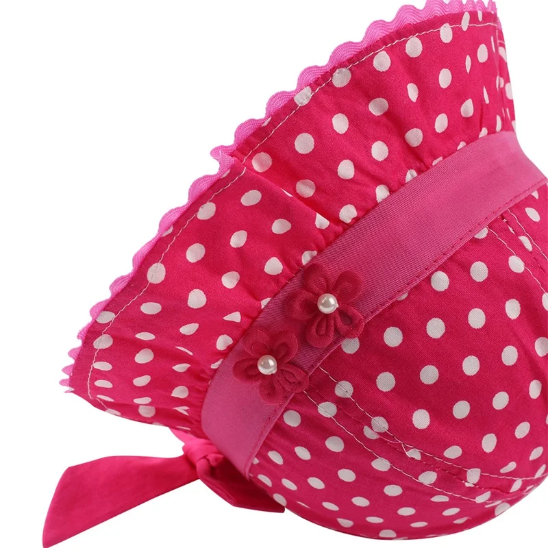 Dots Flower Baby Hat For Girls Polka Baby Girls Panama Hat Cotton Soft Sun Cap Summer Spring Bow Toddler Cap Baby Girls Clothing (6)