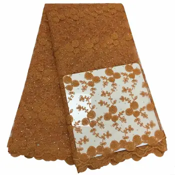 

Nigerian laces Fabric 2018 African Cord Laces Fabrics High Quality,Nigerian Orange Gold Cord Lace Fabric For Wedding Dress
