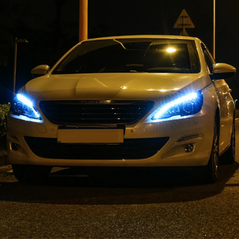 Для peugeot 408 2014 2015 2016 светодиодные фары авто дневные ходовые автомобили поворотник