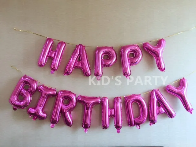 13pcs pink happy birthday 16 inch foil balloons pink letters baloons