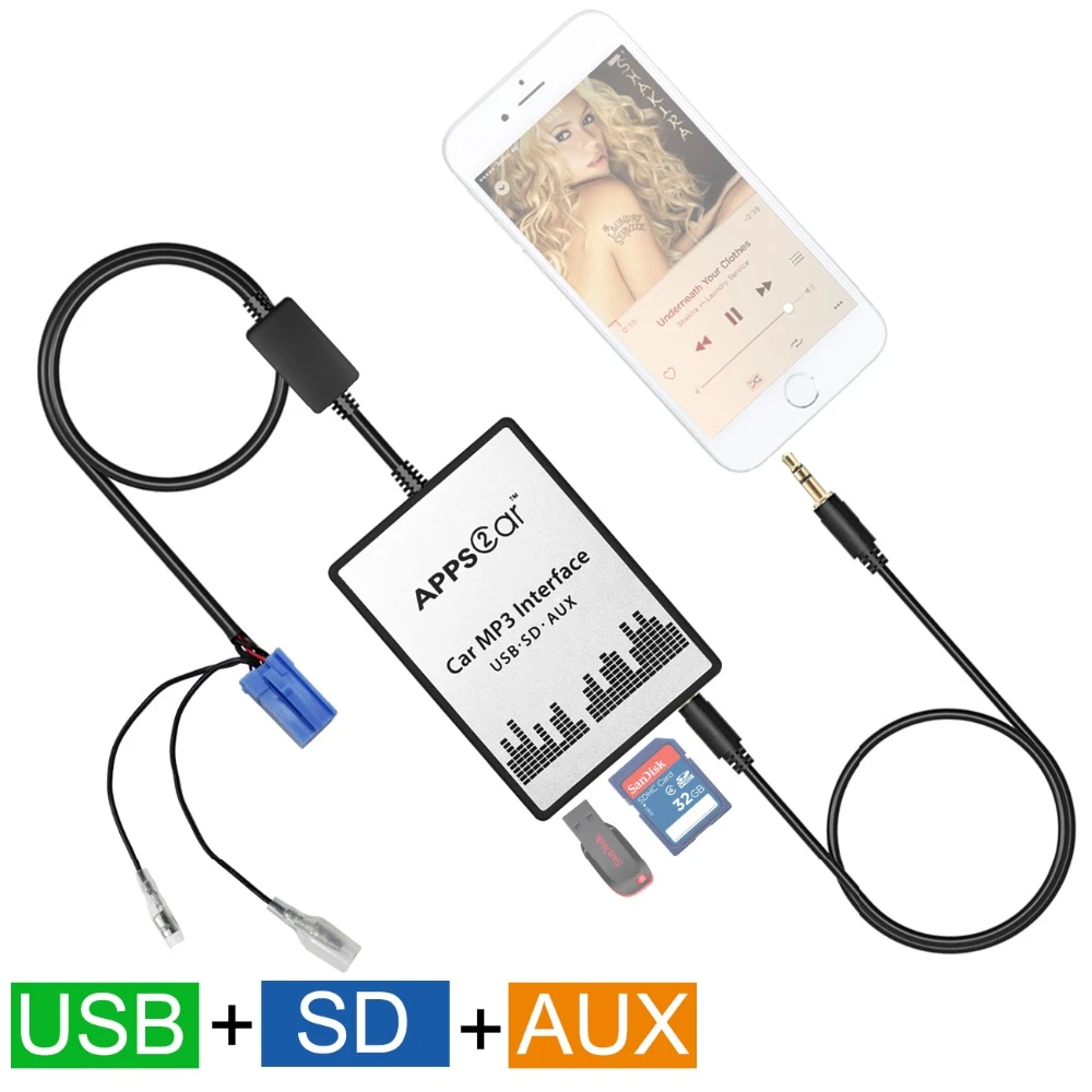 USB SD coche a Mp3 adaptador de música de cambiador de CD Renault 2001 2007 (se adapta a OEM Radios)|car radio mp3 aux|changerchanger usb - AliExpress