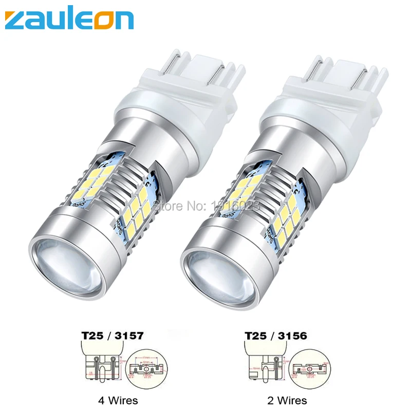 Zauleon 2 шт. T25 3157 светодиодный DRL P27/7 Вт 3156 P27W лампа заднего хода белый 6000K 901 люмен