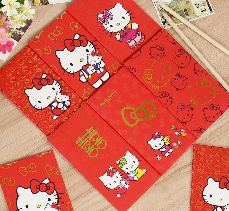 1Pcs Paper Festive Red Envelopes Cute Lovely Cartoon Hello Kitty For