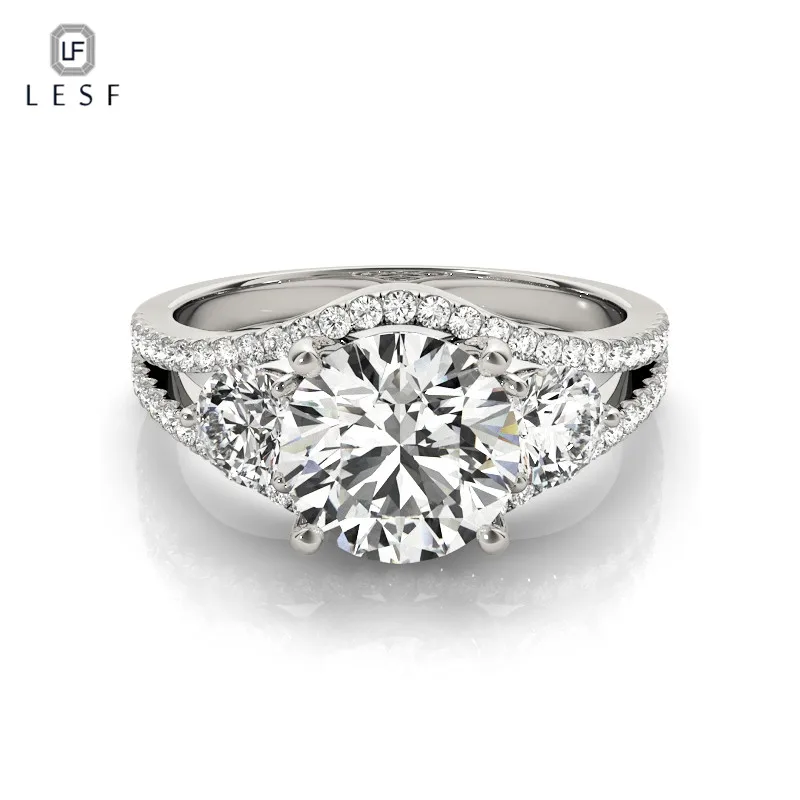 

LESF Hot sale Fashion Luxury Women Engagement Jewelry 925 sterling Silver 2 ct ZC Crystal Zircon Female Wedding Rings