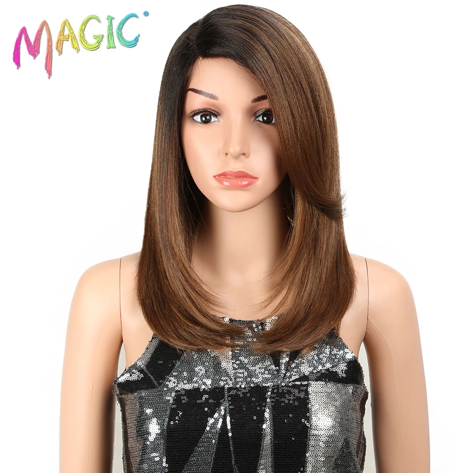 MAGIC For Black Women 18 Inch Straight Hair U Part Elastic Lace Synthetic Wigs Cosplay Wig Natural Color Synthetic Lace Wig