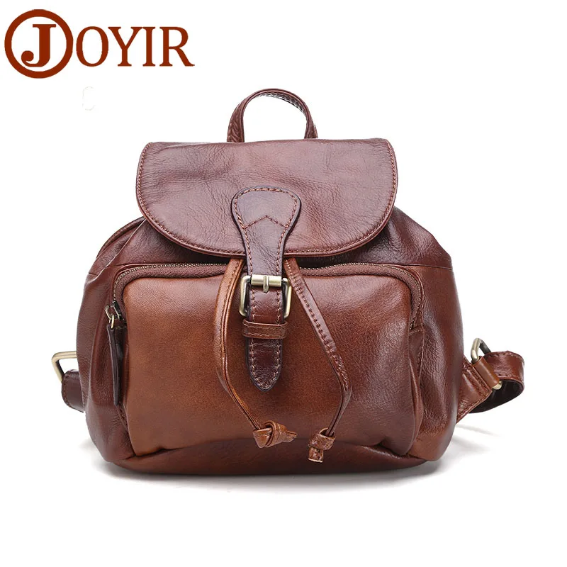 Luxury Genuine Leather Vintage Women Small Backpack High Quality Designer Cowhide Women Shoulder Bag Travel Backpack