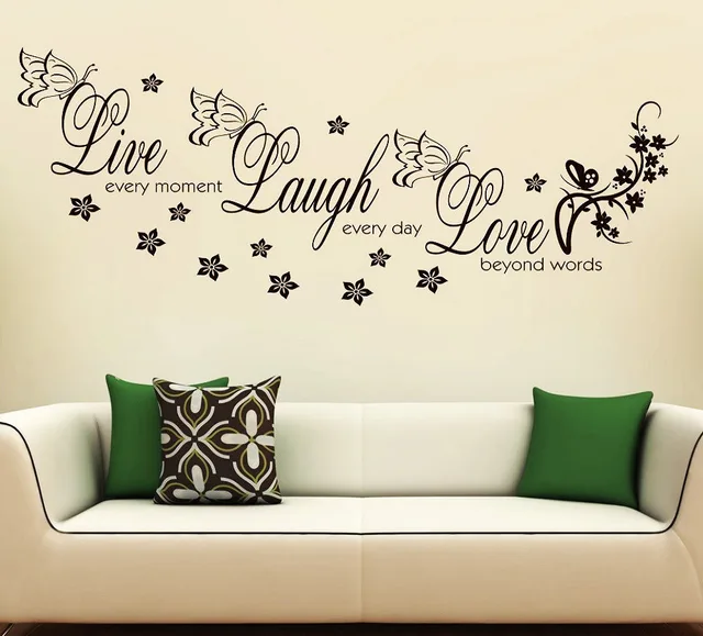 Mode Wand Aufkleber Zitate Leben Lachen Liebe Vinyl Aufkleber Wand
