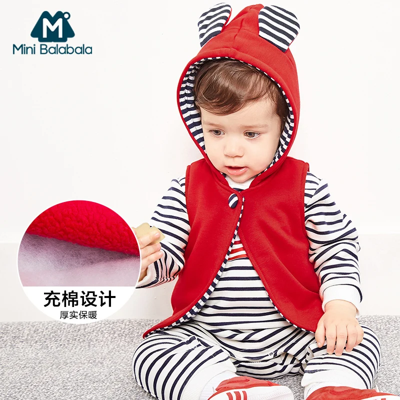 

Autumn Winter Baby Waistcoat Children Thick Bear Ears Hoodies Cotton Girls Waistcoats Kids Clothes Vest