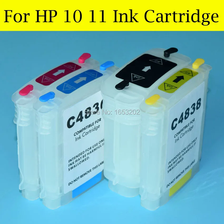 

4 Pieces/Lot Empty Ink Cartridge For HP 10 11 With ARC Chip For HP Bussiness Inkjet 1000 1100d 1200 2000C/CN 2230 2300 Printer