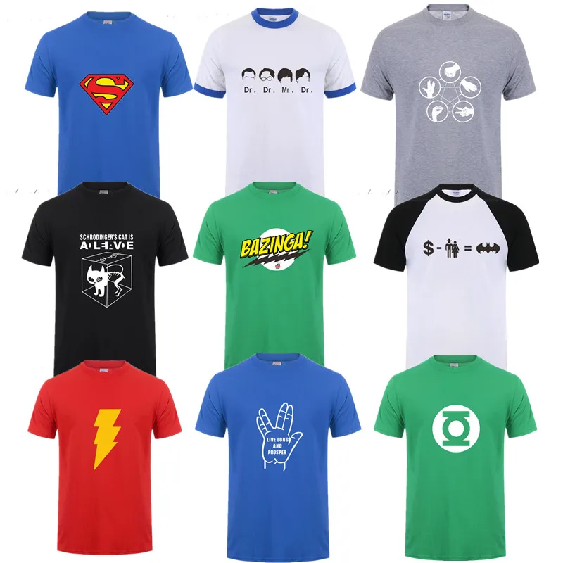 

the big bang theory t shirt men short sleeve batman the flash homme hip hop funny 100% cotton casual streetwear t-shirts mma pp