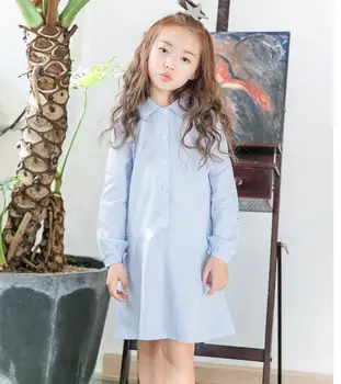 

5pcs/lot girls dress kids children clothing blue striped long sleeve autumn girl dress 3-12T sylvia 558158031923