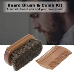 Для мужчин борода кисточки и набор расчесок конский волос щеточка для бритья Золотой сандалового дерева борода гребень Мини Размеры для