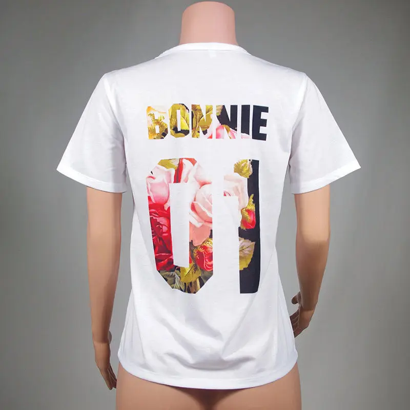 Tanie Lato 2019 z krótkim rękawem Plus rozmiar druku mężczyzna T koszula lato Bonnie i Clyde z krótkim rękawem odzież dla par walentynki prezent T