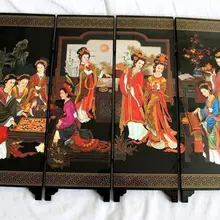 Китайский Boutique Collection Лак изделия картина салон складной экран-мечта Красный особняки Двенадцать красавицы